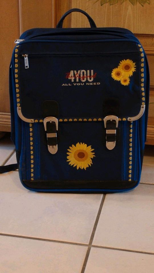 Schulrucksack 4You,Schulranzen Rucksack,blau mit Blume,TOP !!! in Urmitz