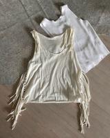 Tank Top Shirt ärmellos Crop Oberteil Creme weiß Franse S 36 kurz München - Laim Vorschau