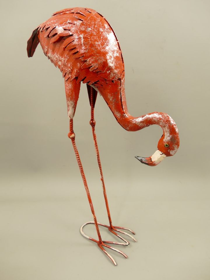 Metall Flamingo Rose Höhe 66cm Kunstvogel in Greetsiel