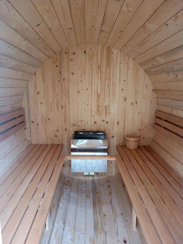 Fasssauna 6cm Wandstärke! Fass Sauna barrel sauna gartensauna in Ziegelheim