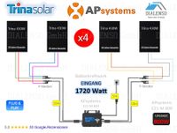 (4x) 1720 Watt / 800 Watt APsystems EZ1-M 800, Ziegeldach Flachdach Aufständerung PV-Fassade PV-Zaun Gitterbalkon Trapezdach Trapezblechbrücke Stockschraube Zendure AB2000 2kWh SolarFlow Solarmodule Nordrhein-Westfalen - Rödinghausen Vorschau