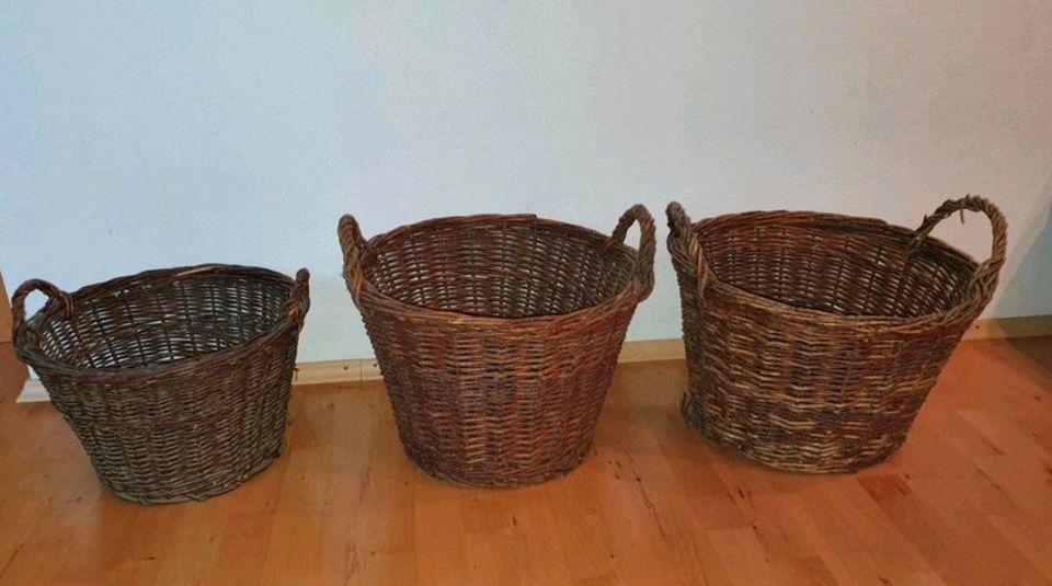 XXL 3 KÖRBE DEKO OSTERN VINTAGE WEIDEN KORB DEKOKORB RATTAN in Riemerling