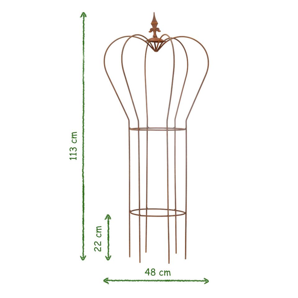 Rankhilfe rund mit Drahtkrone Metall 113cm hoch in Eime