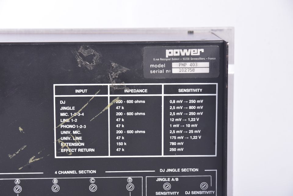 POWER PMP 403 Mischpult 4-Kanal 19" analog Dj Mixer 6HE robust in Schwarmstedt