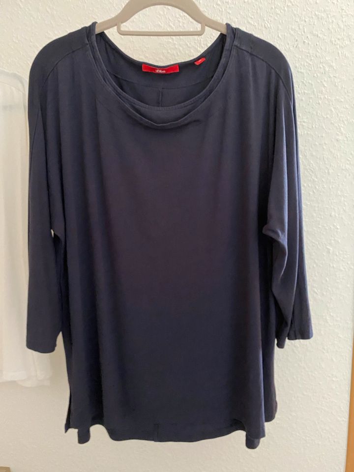 s. Oliver T-Shirts, 3/4 Ärmel, blau/offwhite, Gr. 46, wie neu in Claußnitz