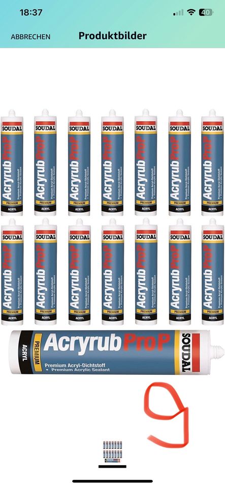 8x Soudal Acryl Acryrub ProP Weiss in Upleward