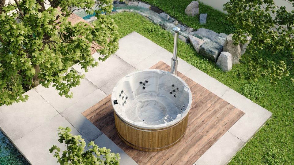 Spavio® Acryl Hot Tub Badezuber Badefass Rund 2m Holzofen in Dormagen