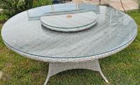 Gartentisch Tisch rund Glas Rattan Grau Bayern - Obertaufkirchen Vorschau