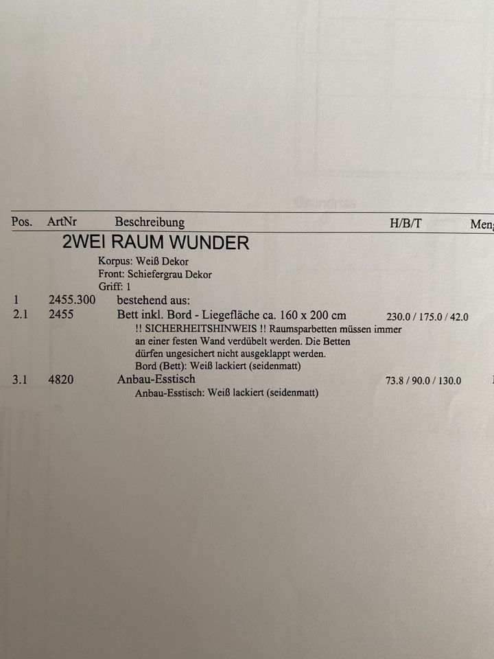 Schrankbett mit Tisch in Hofheim am Taunus