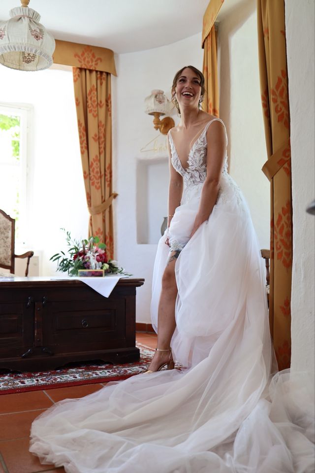 ❤️ Brautkleid Hochzeitskleid tiefer Ausschnitt blush Glitzer in Nürnberg (Mittelfr)