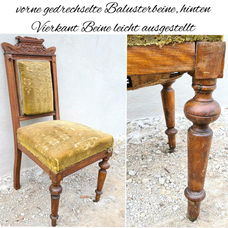 Jugendstil Stuhl gepolstert Samt Plüsch Salonstuhl Sessel Vintage in Gommern