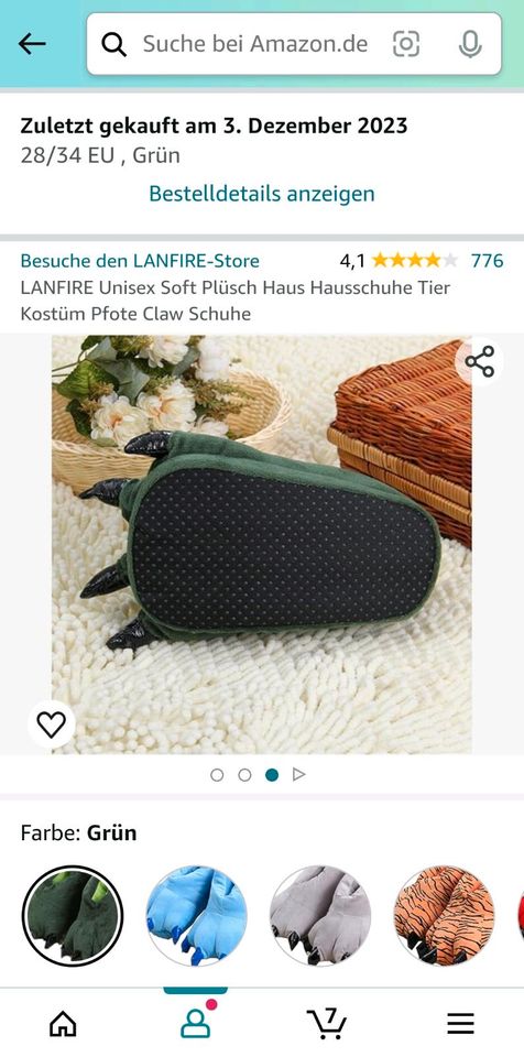 LANFIRE Unisex Soft Plüsch Haus Hausschuhe Tier Pfote tatze in Löningen