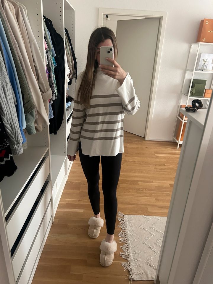 H&m Pullover mit hohem Kragen S creme greige gestreift in Kaiserslautern