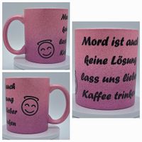 Bedruckte Motivtasse 2 farbiger Glitzer  "Kaffee trinken" Baden-Württemberg - Villingendorf Vorschau