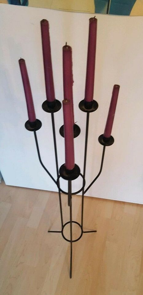 Kerzenständer Kerzenhalter stehend hoch für 6 Stabkerzen schwarz in Pfronten