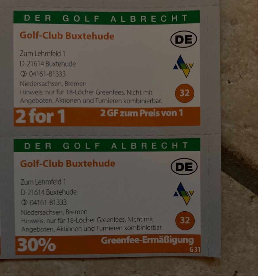 4 Greenfee-Gutscheine Golf-Club Buxtehude in Rösrath