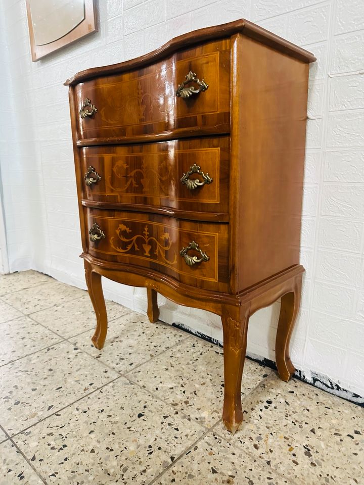 Vintage  3 Schubladen Intarsien Kommode 80cm Hoch  Sideboard in Rodenberg