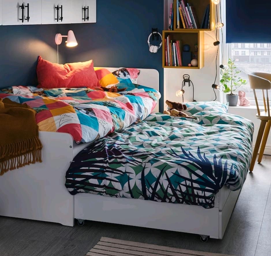 ✅ Ikea SLÄKT Bett & Unterbett+Aufbewahrung+Zubehör,90x200 cm Geni in Ludwigshafen