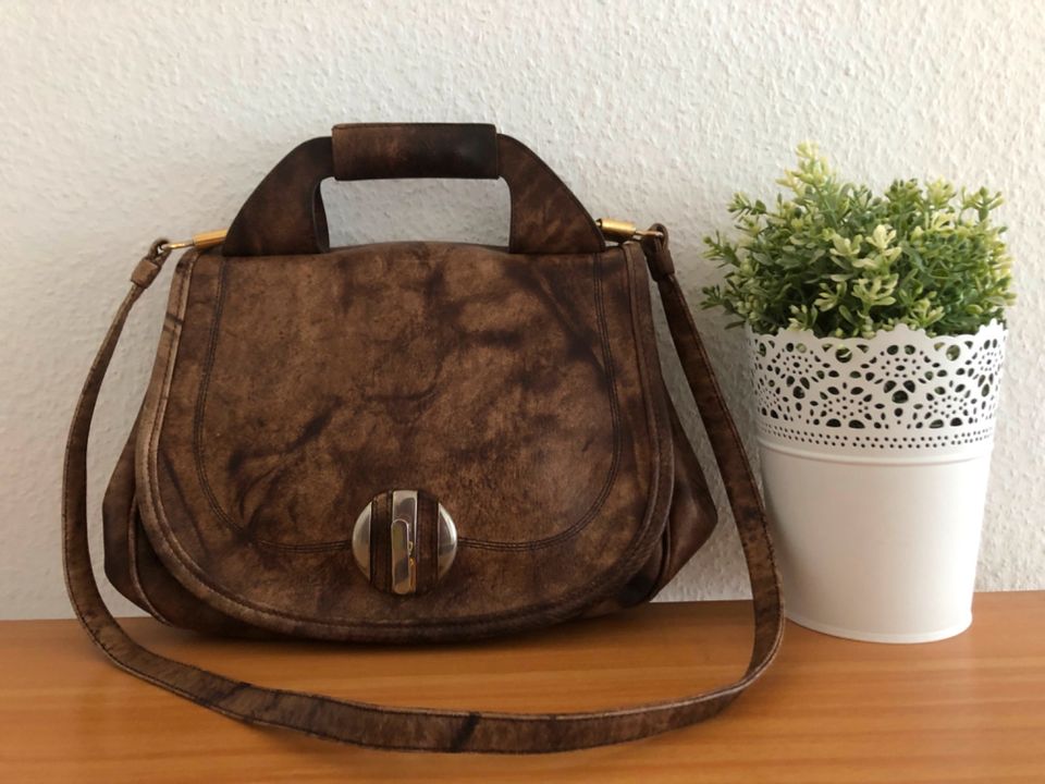 Goldpfeil Tasche Leder braun Vintage 70-er in Heidelberg