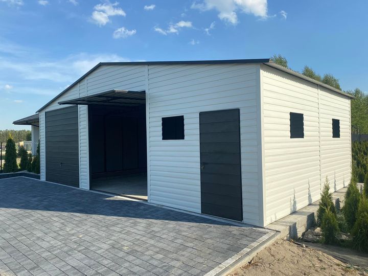 NEU! KFZ Fertiggarage Werkstatt 8x6 mit Carport3x6 Silber in Pfungstadt