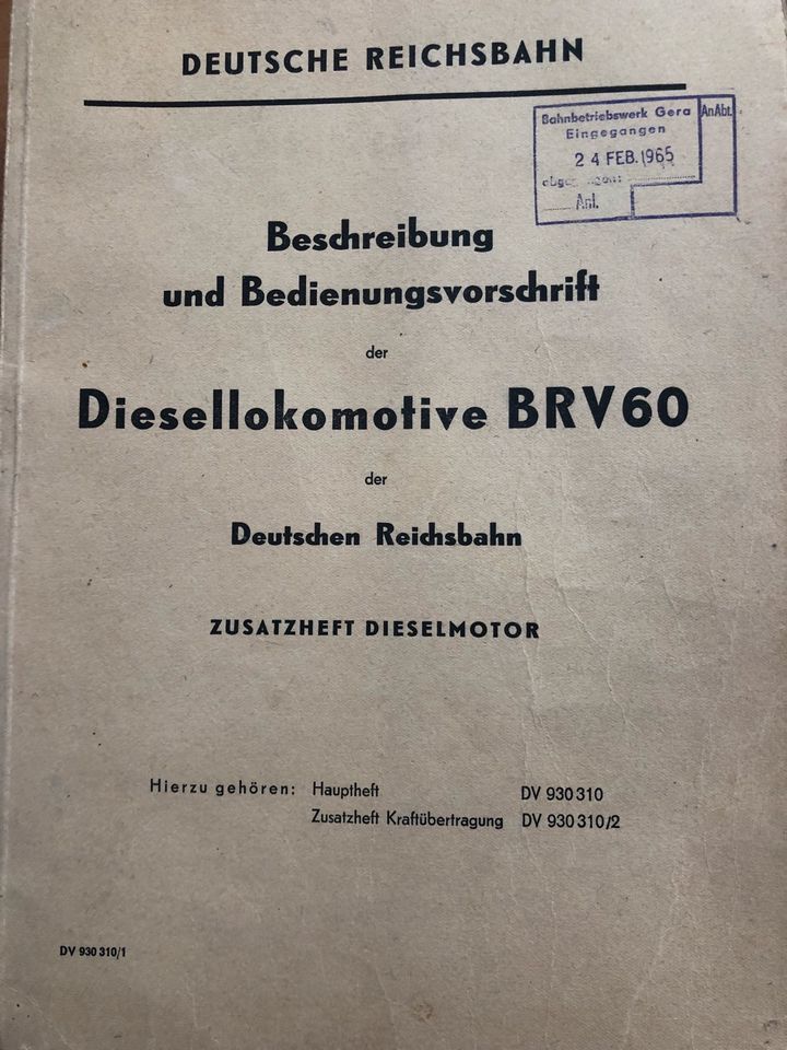 Bedienungsanleitung Diesellokomotive BR V 60 DDR in Rathenow