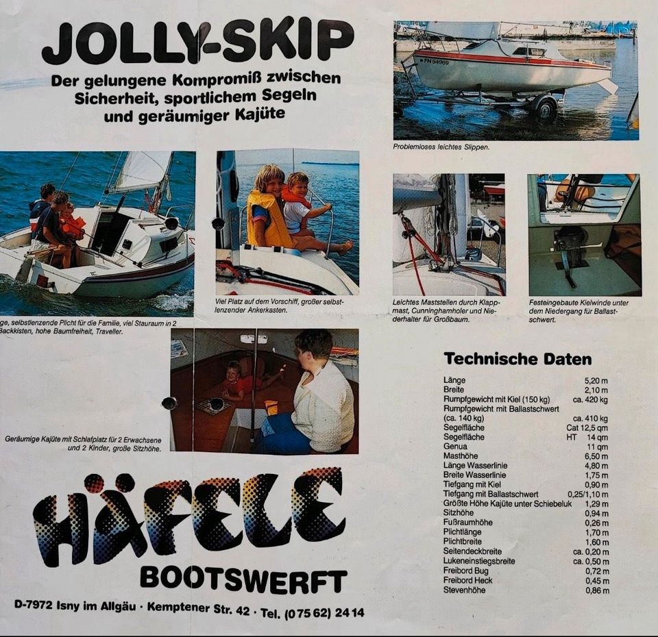 Kajütjolle Jolly Skip von Häfele (5,20 m )auf Harbeck-Trailer in Berlin