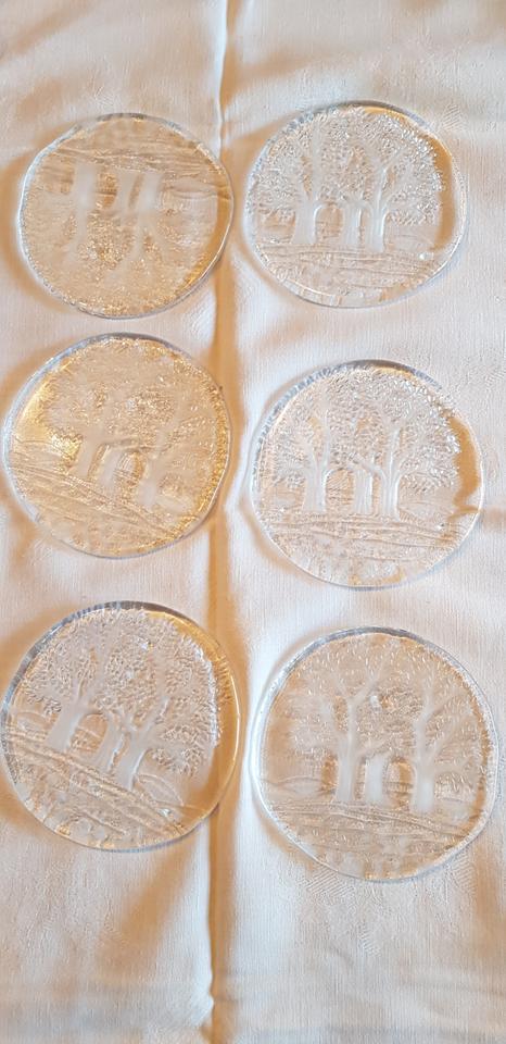 6 dicke Glasuntersetzer Relief / 70er Jahre/Nachlass in Mönchengladbach