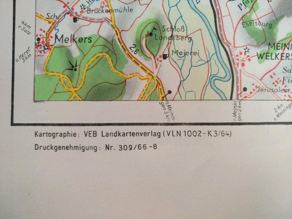 Wander-und Wintersportkarte, mittlerer Thüringer Wald, ca. 1960 in Walldorf