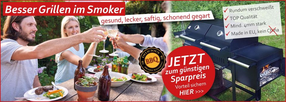 Smoker Grill BBG aus 5 mm Stahl 120 x 60 x 140 cm sofort lieferbar, Nur 1399,00 €* in Neunkirchen a. Brand