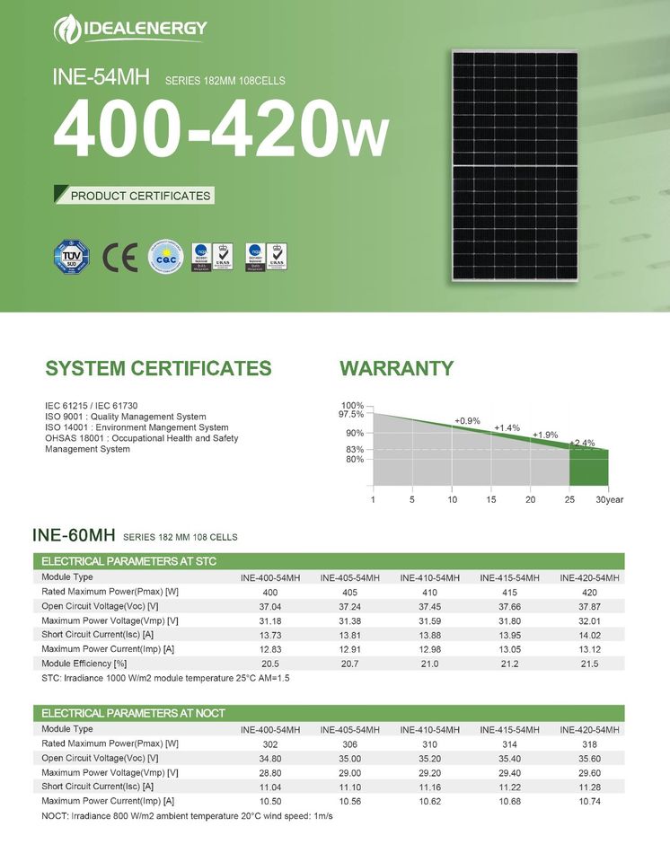 PV-Modul 410W IDELENERGY Solarmodul in Tiefenbronn