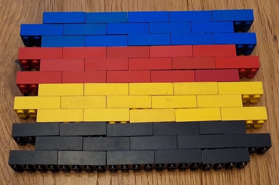 60x Lego blau rot gelb schwarz Bayer Teststein 2x4 Sammler 70er in Wetter (Ruhr)