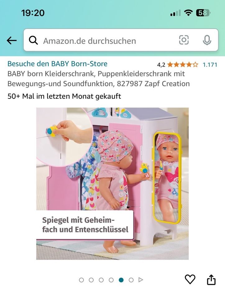 Puppenschrank Kleiderschrank Baby Born Zapf Creation in Mönchengladbach