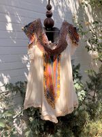 Tunika Hippie Style Off-Shoulder Ethno-Motiv und Häkelkante Nordrhein-Westfalen - Korschenbroich Vorschau