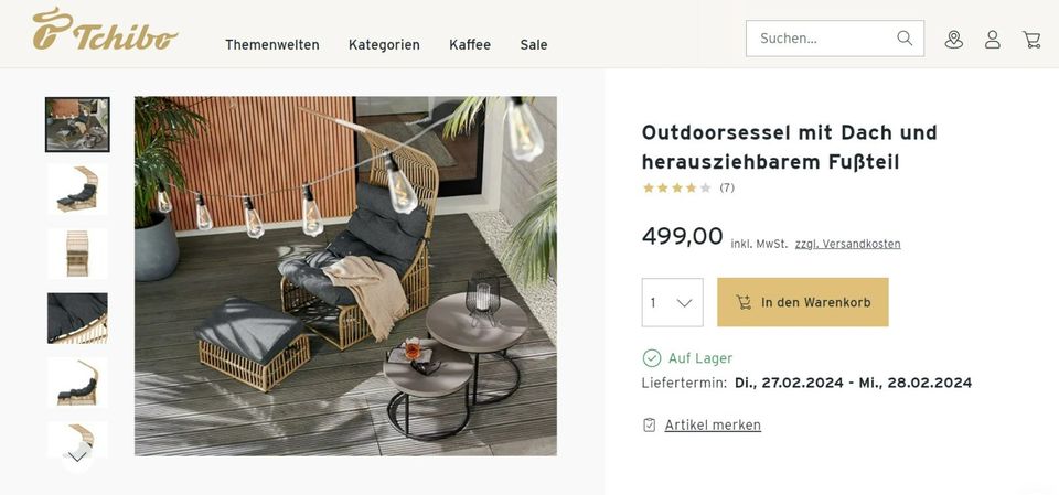 2x *TCHIBO* Outdoorsessel mit Dach und herausziehbarem Fußteil in Hamburg