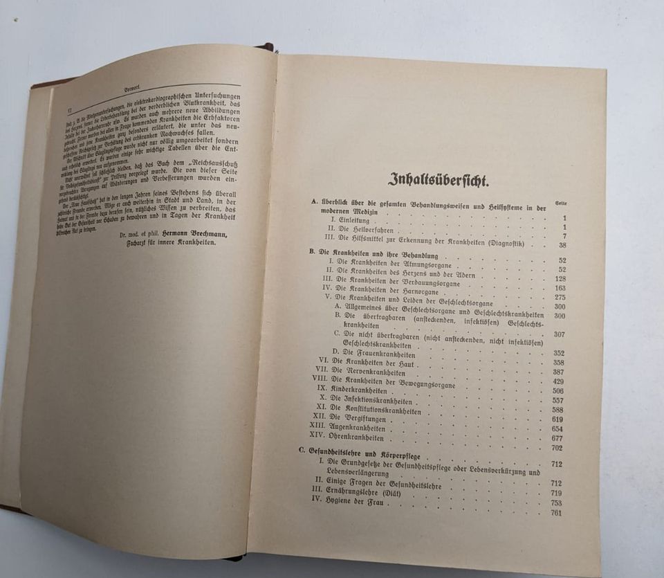 Neuer Hausschatz der Heilkunde 1936 Dr.med et phil H.Brechmann in Mainz