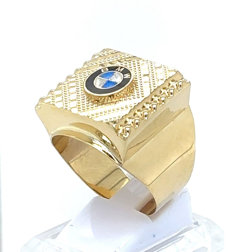 14K 585 Gold BMW Unikat Emaille Goldschmiede Design Mann Herren