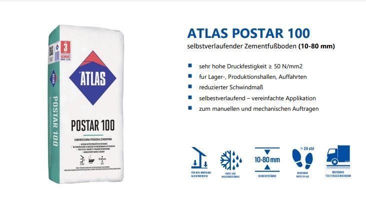 ATLAS POSTAR 100  Ausgleichsmasse Nivelliermasse 25Kg 18,50€ in Bochum