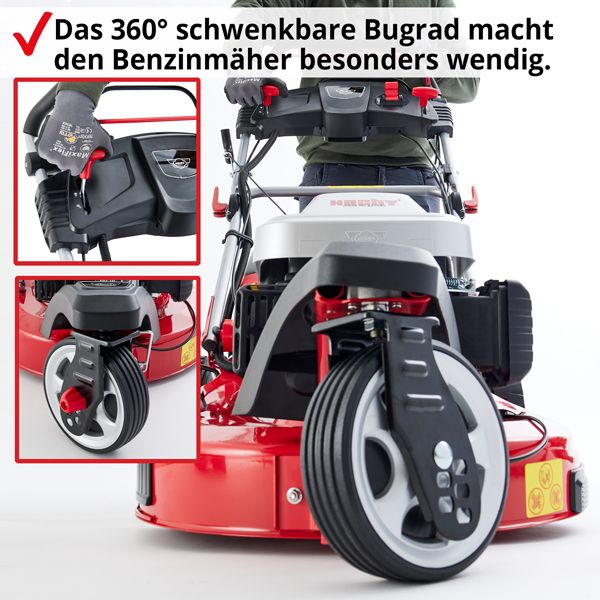 Benzin Rasen Mäher mit Antrieb Elektrostart Schnittbreite 3Rad Motor Mulch Trike VB in Greven