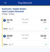 2x Flug von Karlsruhe nach London Baden-Württemberg - Karlsruhe Vorschau