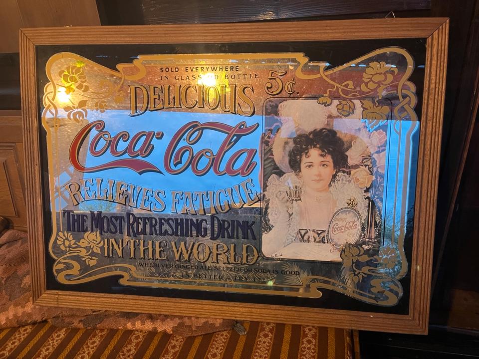 Werbeschild coca cola Eichbaum Werbespiegel antik Cola Werbung in München