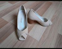 Italienische Peeptoe Pumps Gr. 38 Cremefarben West - Unterliederbach Vorschau