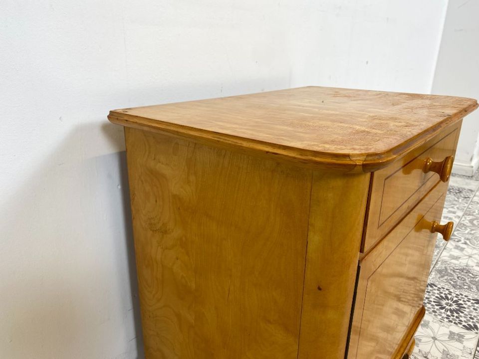 WMK Hübscher & geräumiger Mid-Century Nachttisch aus vollem Holz mit Schublade und hübschen Holzgriffen # Nachtschrank Nachtschränkchen Nachtkommode Kommode Beistelltisch 50er 60er Vintage Retro in Berlin