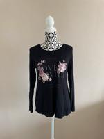 Schwarzes Langarmshirt mit floralem Print und Schriftzug Thüringen - Erfurt Vorschau