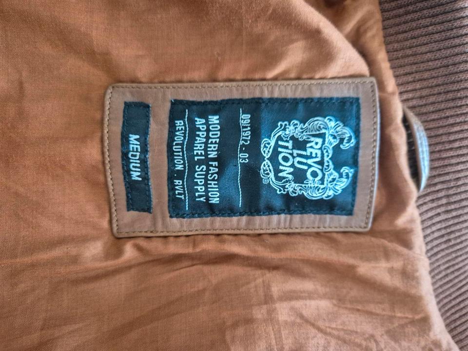 Vintage Style Lederjacke Marke Revolution Gr. M Braun  / Cognac in Mainz