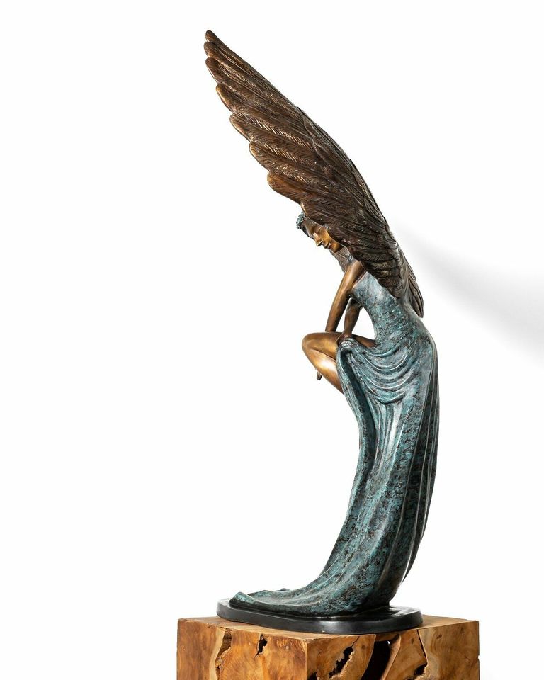 Bronze Skulptur Figur Modernist Akt Engel Angel Dekoration Flügel in Lage