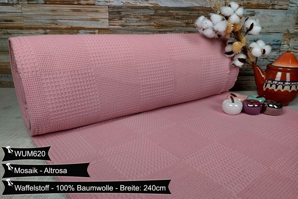 WAFFELSTOFF Mosaik Doppelbreit 240cm VERSANDFREI Baumwollstoff Stoffe Meterware ab 50cm Baumwolle Bastelstoffe Hochwertige Patchwork Basteln Dekostoffe Deko Stoff Öko-Tex Uni Farben in Leipzig