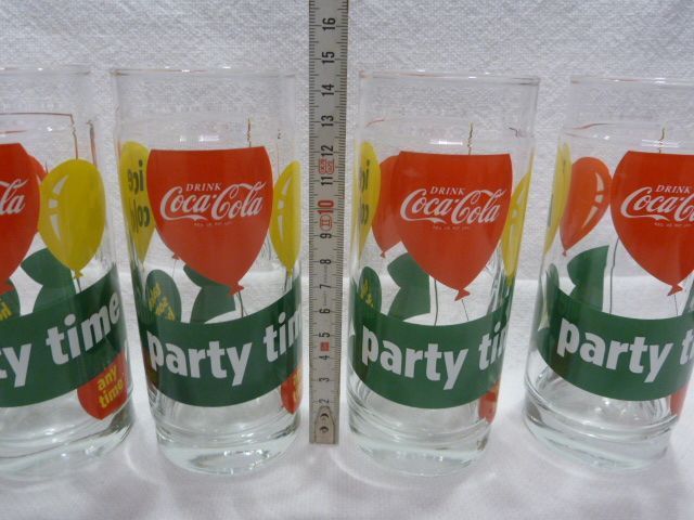 4 Vintage 90er Jahre Coca Cola Glas Party Time 0,3 Liter Sammler in Täferrot