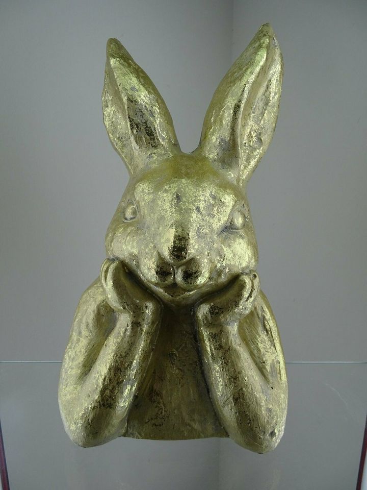 Süsses Hasen Mädchen Osterhase Figur Goldfarbig groß Neuware in Wiesbaden