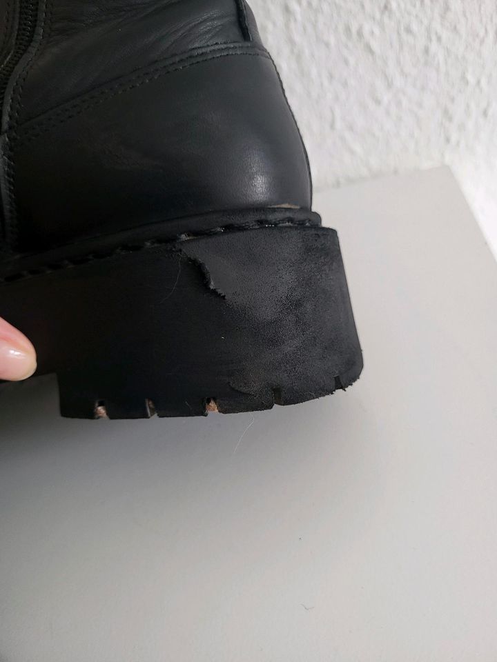 Gr.35 Zign Plateau Stiefeletten Schnürstiefel Blockabsatz Leder in Neuss