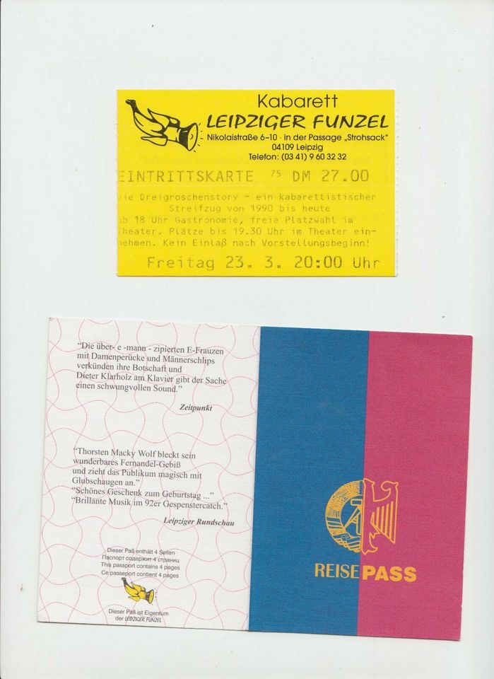 Kabarett Leipzig Funzel 10 Jahre Wende Programm in Bad Kösen